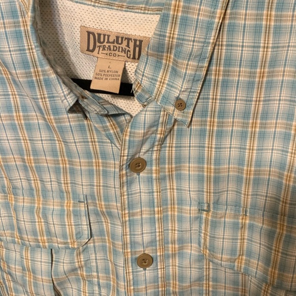 L light teal plaid duluth trading mens shirt - Picture 6 of 10